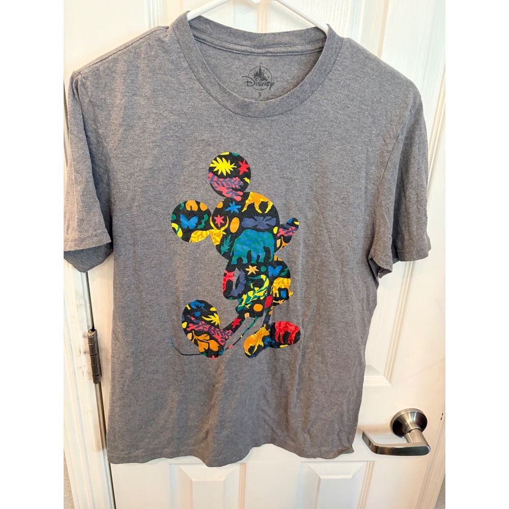 Disney T-Shirt Gray Animal Kingdom Mickey Mouse Silhouette Graphic Tee S